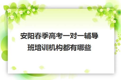 安阳春季高考一对一辅导班培训机构都有哪些(安阳辅导班)