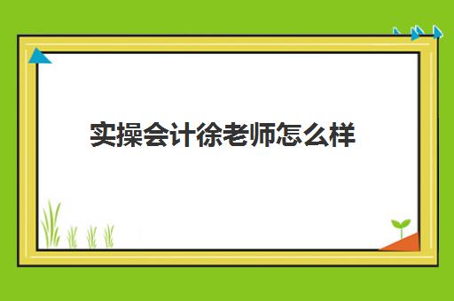 实操会计徐老师怎么样(初级会计网课老师推荐)