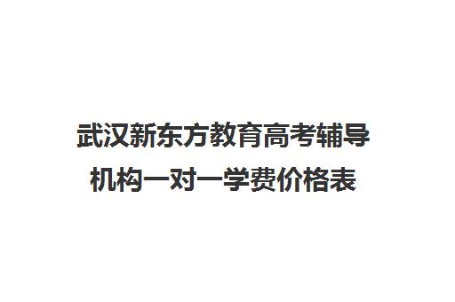 武汉新东方教育高考辅导机构一对一学费价格表（新东方一对一收费价格表）