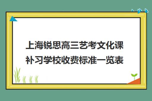 上海锐思高三艺考文化课补习学校收费标准一览表