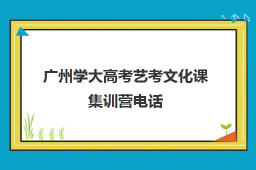 广州学大高考艺考文化课集训营电话(艺考生培训文化课机构)