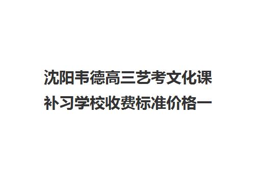 沈阳韦德高三艺考文化课补习学校收费标准价格一览