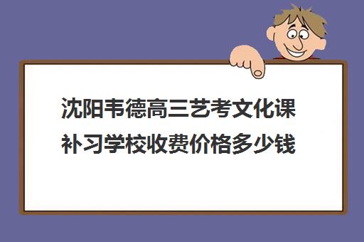 沈阳韦德高三艺考文化课补习学校收费价格多少钱