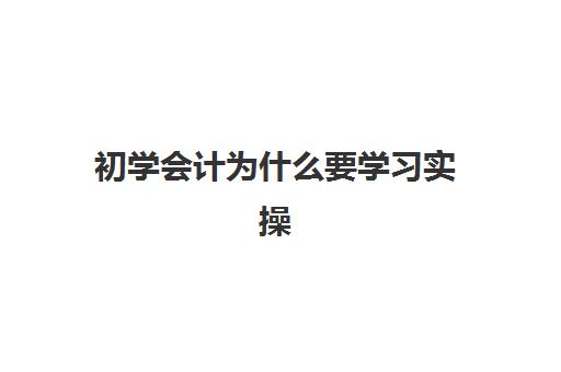 初学会计为什么要学习实操