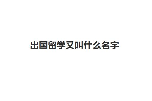 出国留学又叫什么名字(出国留学英文名字需要认证吗)