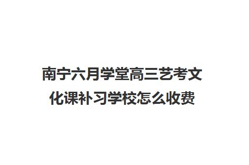 南宁六月学堂高三艺考文化课补习学校怎么收费