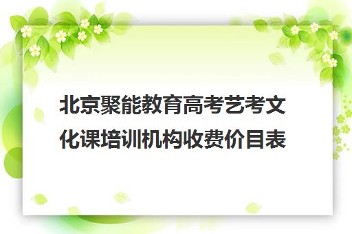 北京聚能教育高考艺考文化课培训机构收费价目表(艺考后文化课培训机构价格)