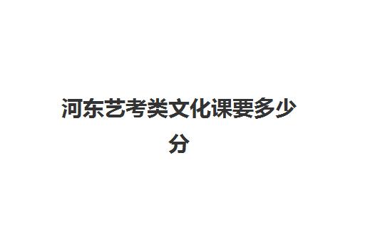 河东艺考类文化课要多少分(艺考200分文化课300分)