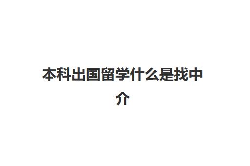 本科出国留学什么是找中介(出国留学中介怎么找)