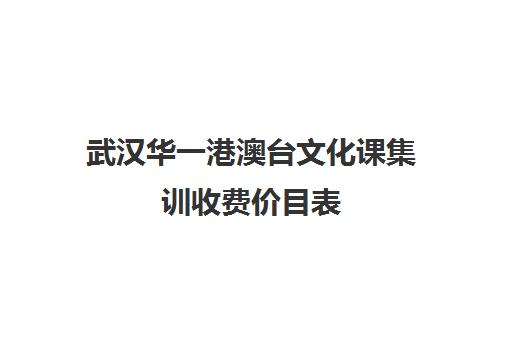 武汉华一港澳台文化课集训收费价目表(艺考文化课集训学校哪里好)