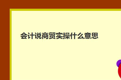 会计说商贸实操什么意思(商贸和学技术哪个好一点)