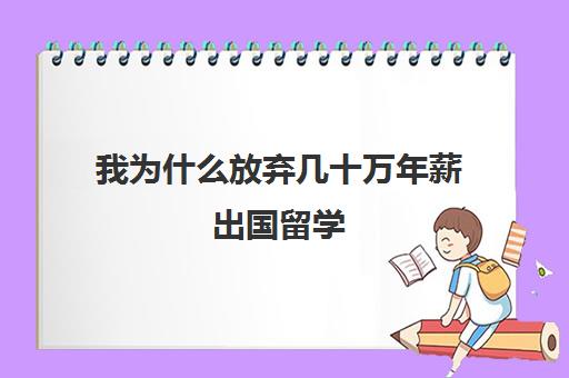 我为什么放弃几十万年薪出国留学(美国留学一年30万够吗)