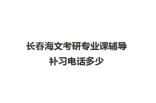 长春海文考研专业课辅导补习电话多少