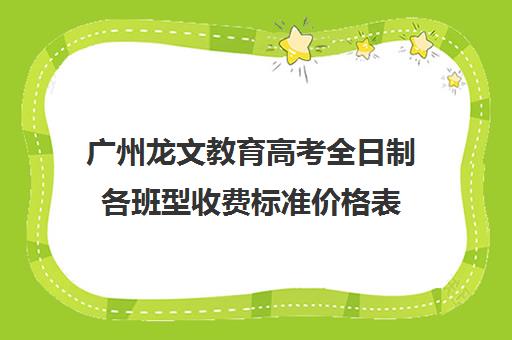 广州龙文教育高考全日制各班型收费标准价格表(广州艺考生文化课培训机构排名)