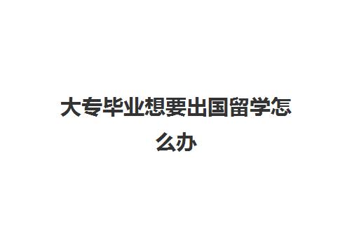 大专毕业想要出国留学怎么办(专科生如何去国外留学)