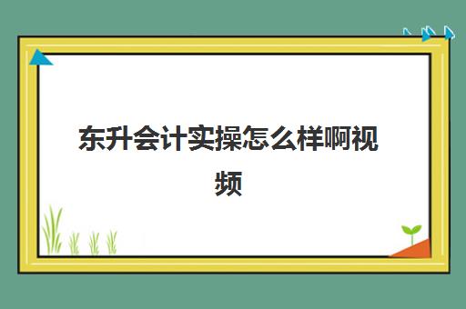 东升会计实操怎么样啊视频(基础会计教学视频)