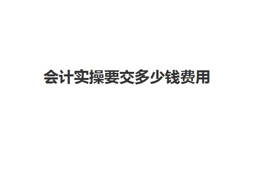 会计实操要交多少钱费用(出纳需要会计证吗)