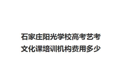 石家庄阳光学校高考艺考文化课培训机构费用多少钱(艺考生文化课培训机构哪家好)