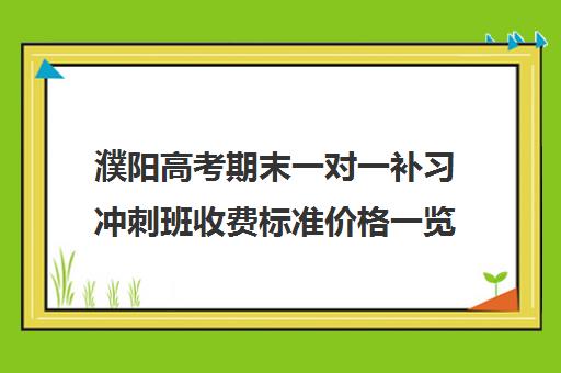 濮阳高考期末一对一补习冲刺班收费标准价格一览