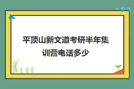 平顶山新文道考研半年集训营电话多少（新文道考研报班价格一览表）