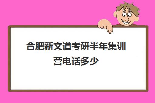 合肥新文道考研半年集训营电话多少（南京新文道考研机构怎么样）