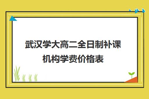 武汉学大高二全日制补课机构学费价格表(武汉比较好的辅导机构)