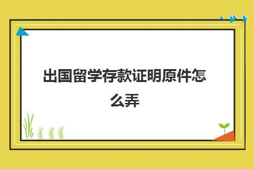 出国留学存款证明原件怎么弄(存款证明原件丢了可以补办吗)