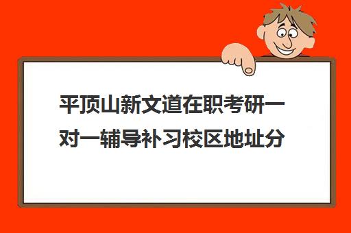 平顶山新文道在职考研一对一辅导补习校区地址分布