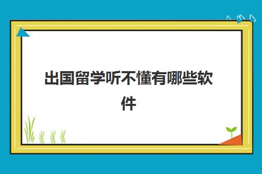 出国留学听不懂有哪些软件(国外留学听不懂课很难受)