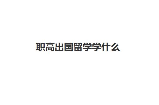 职高出国留学学什么(职高可以考的大学吗)