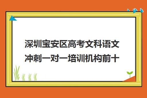 深圳宝安区高考文科语文冲刺一对一培训机构前十排名(深圳高中补课机构排名)