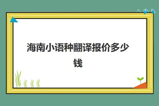 海南小语种翻译报价多少钱(小语种培训班一般多少钱)