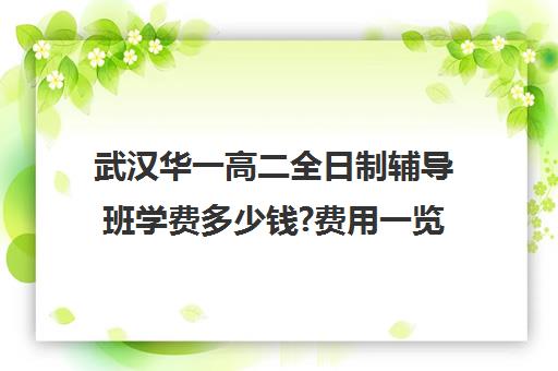 武汉华一高二全日制辅导班学费多少钱?费用一览表(武汉高三培训机构排名前十)