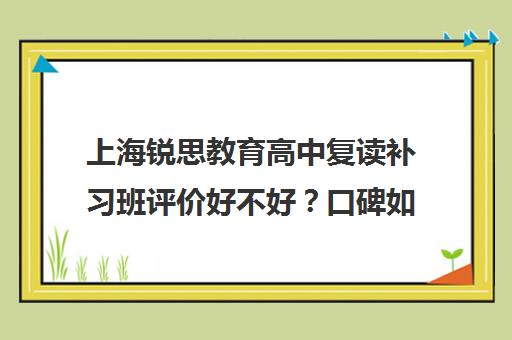 上海锐思教育高中复读补习班评价好不好？口碑如何？