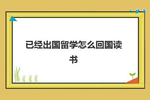 已经出国留学怎么回国读书(在国外上学可以回国考大学吗)