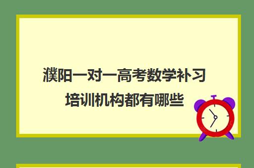 濮阳一对一高考数学补习培训机构都有哪些