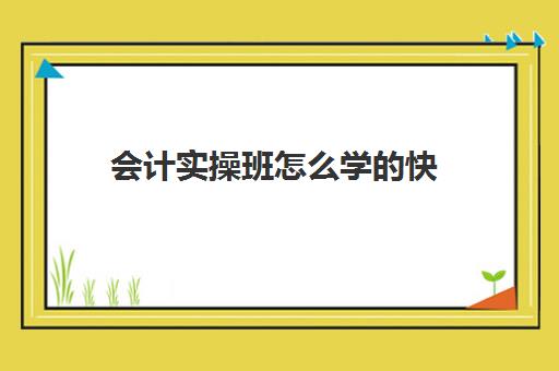 会计实操班怎么学的快(会计怎么学快速入门)