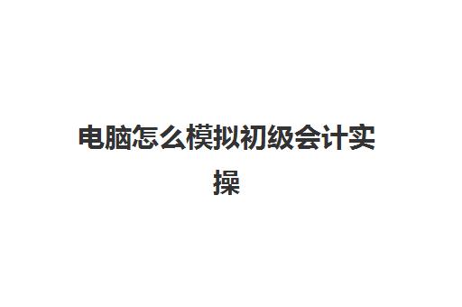 电脑怎么模拟初级会计实操(会计资格证)