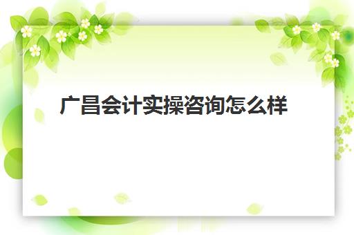 广昌会计实操咨询怎么样(广州会计培训班哪个机构比较好)