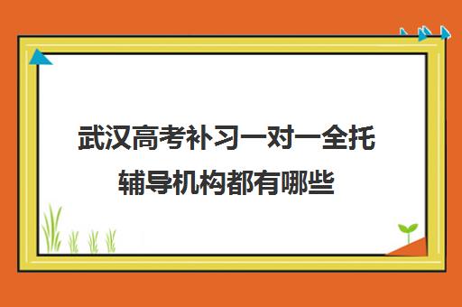 武汉高考补习一对一全托辅导机构都有哪些