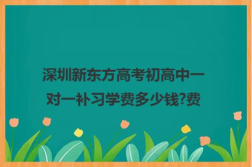深圳新东方高考初高中一对一补习学费多少钱?费用一览表